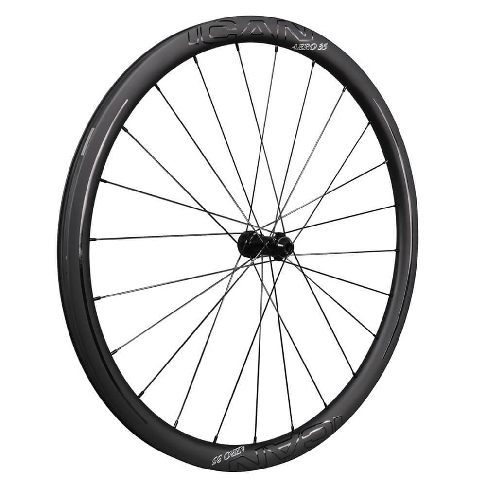 ICAN AERO 35 Road Disc Wheels Clincher Tubeless Ready Novatec D411412SB Disc Hubs QR and Thru Available 